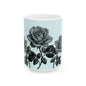 Elegant Floral Ceramic Mug - Black and White Rose Design, Coffee Cup, Gift for Her, Home Decor, Tea Lover's Perfect Mug