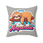 Napaholic Sloth Faux Suede Pillow — Cute Sleepy Sloth Decorative Throw Pillow