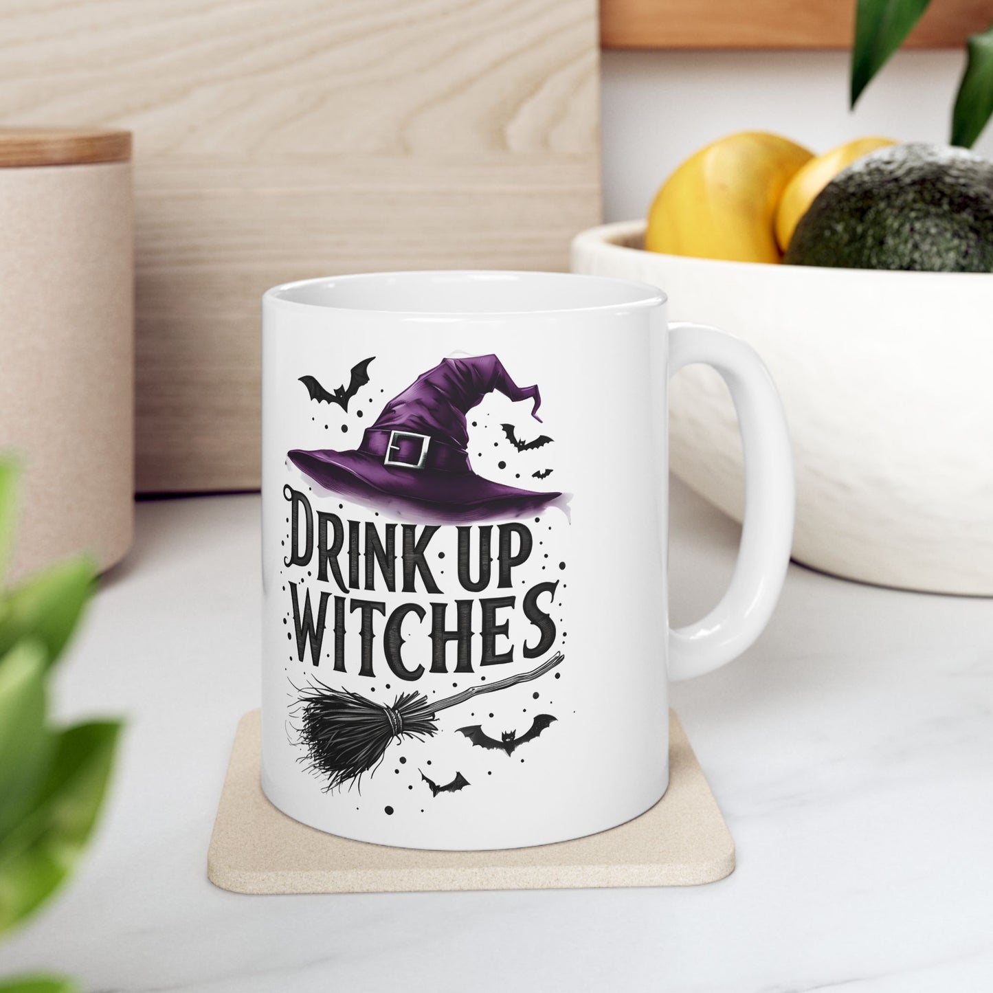 Spooky Witch Themed Ceramic Mug | Perfect for Halloween, Gift for Witches, Coffee Lover Mug, Tea Mug, Drink Up Witches!