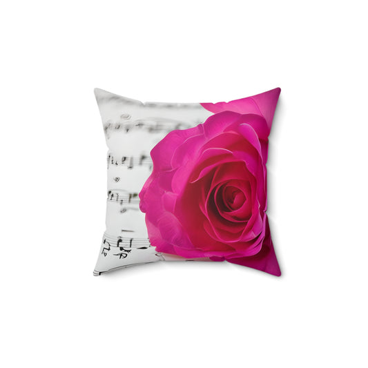 Elegant Floral Music Pillow, Decorative Couch Cushion, Home Décor Accent, Gift for Musicians, Rose Design