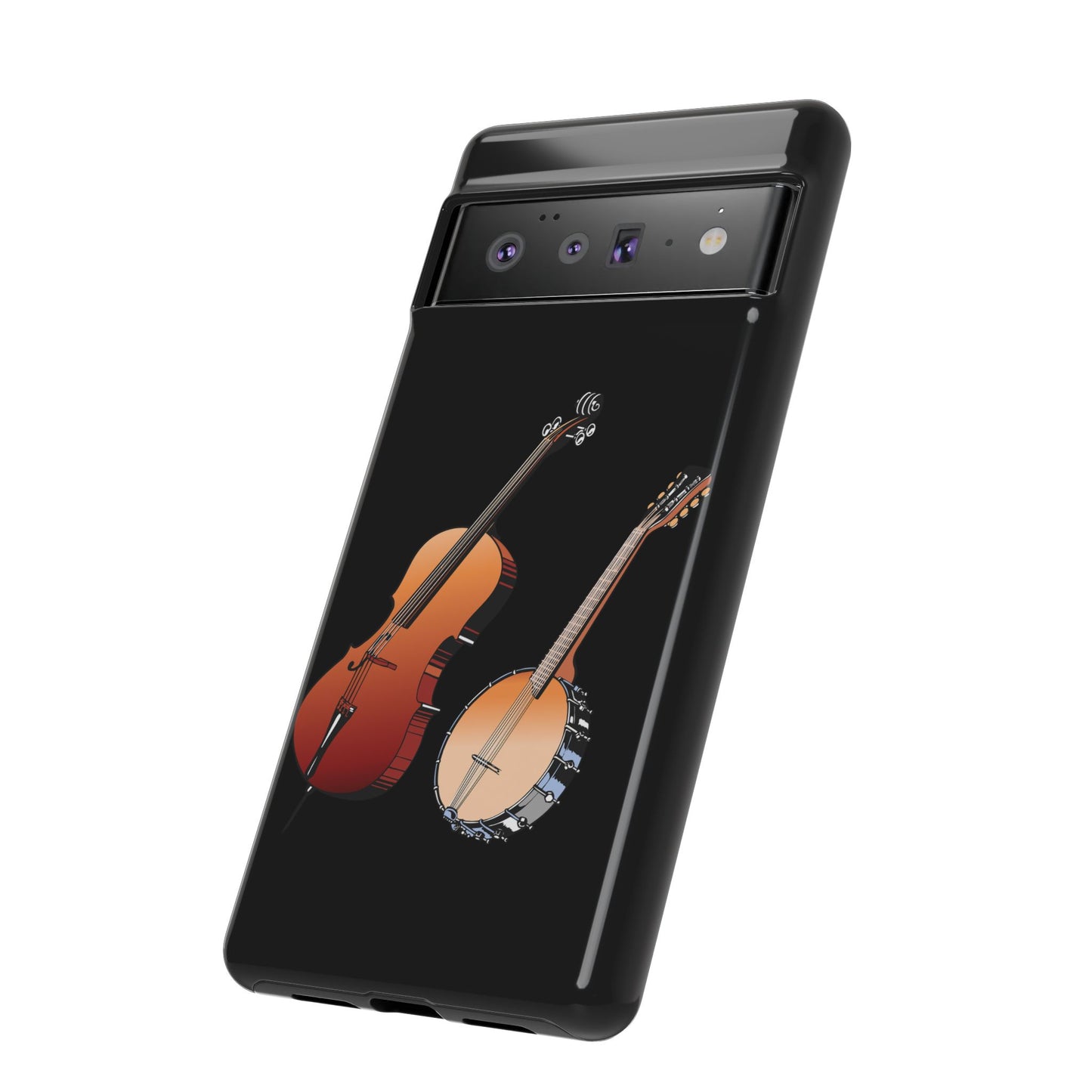 Musical Instrument Phone Case - Violin & Banjo Design, Music Lover Gift, Unique Phone Cover, Holiday Gift, Durable Tough Cases