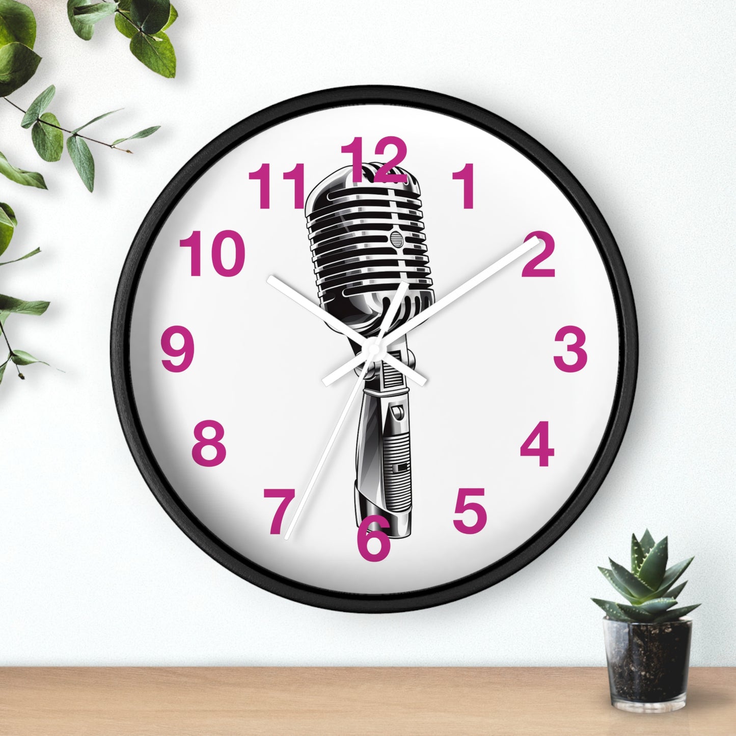 Red Numbers Optical Stripe Wall Clock | Black White Vertical Lines