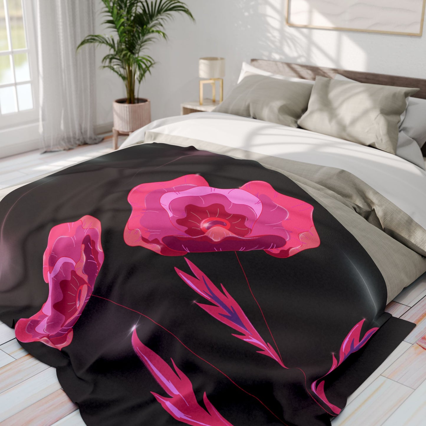 Vibrant Floral Arctic Fleece Blanket - Cozy Gift, Home Decor, Valentine's Day, Beach Blanket, Throw