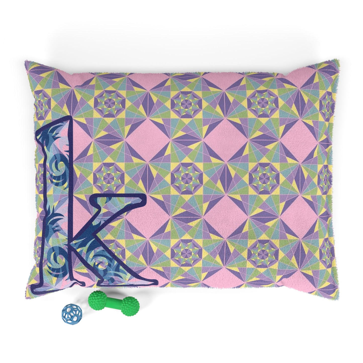 Personalized Pet Bed with Colorful Geometric Pattern, Cozy Dog Bed, Cat Bed, Customizable Pet Pillow, Unique Pet Gift