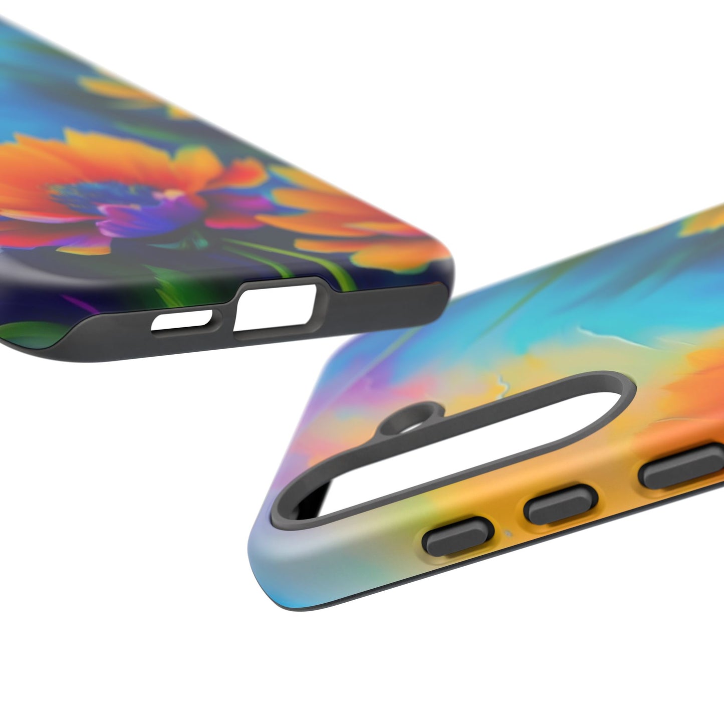 Floral Burst Tough Phone Case — Vibrant Watercolor Flowers Protective Cover