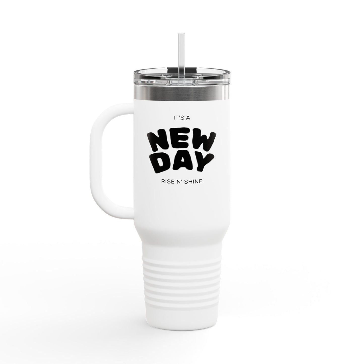 Insulated Travel Mug - 'It's a New Day' - 40oz Coffee Cup, Perfect for Road Trips, Morning Commute, Gifts, Eco-Friendly, Reusable
