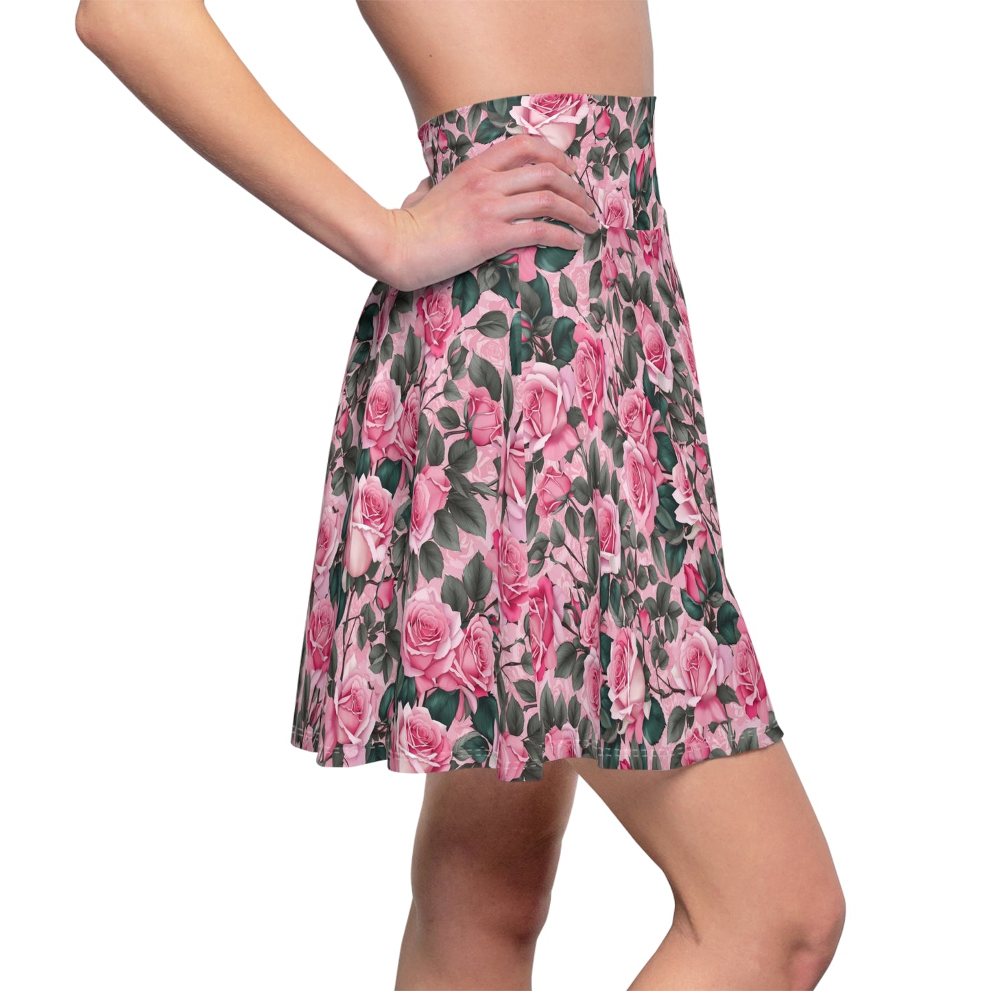 Floral Women's Skater Skirt, Elegant Summer Outfit, Casual Dress, Ideal for Weddings, Garden Parties, Vacation Wear