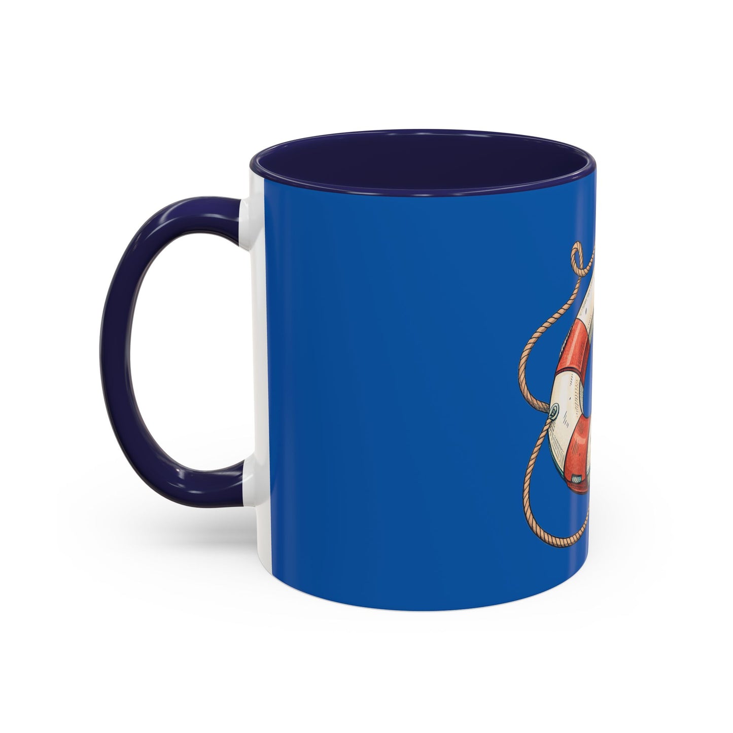 Lifesaver Accent Coffee Mug - Nautical Gift, Beach Decor, Sailor's Coffee Cup, Ocean Lover Mug, Summer Vibes