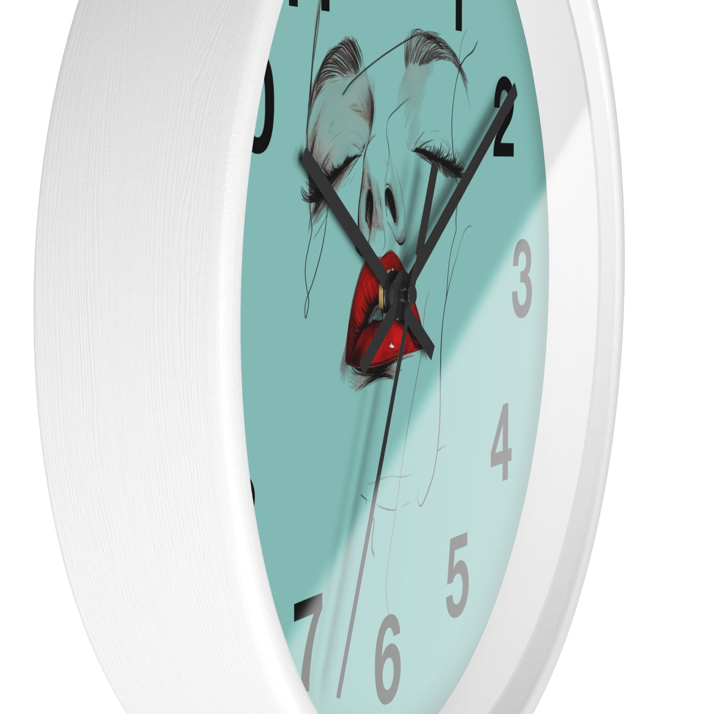 Modern Art Wall Clock - Abstract Lips Design, Home Decor, Gift for Her, Unique Wall Decor, Feminine Artwork, Stylish Timepiece
