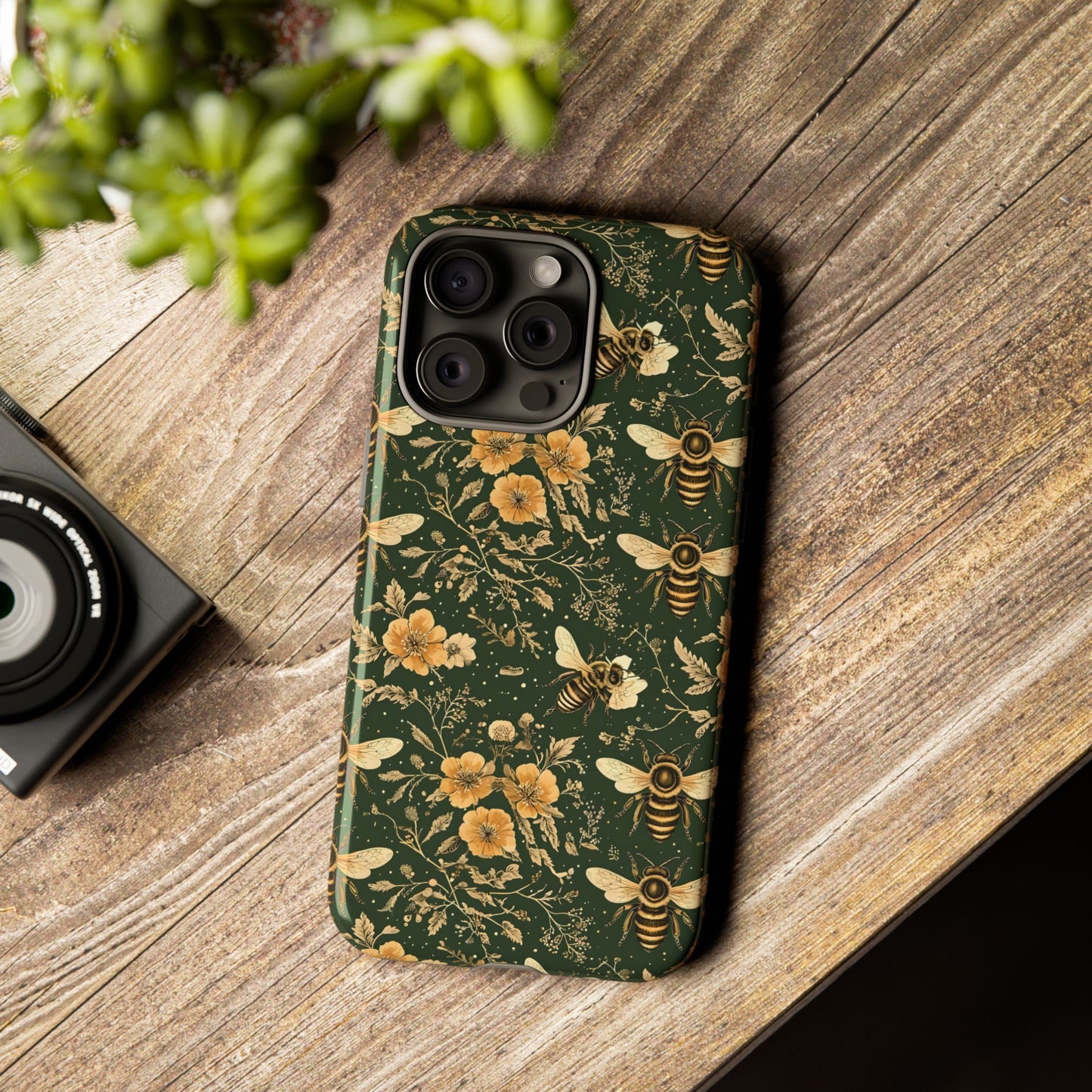 Nature-Inspired Phone Case, Tough Cases for Nature Lovers, Floral Bee Design, Eco-Friendly Gift, Summer Vibes, Trendy Phone Accessory,