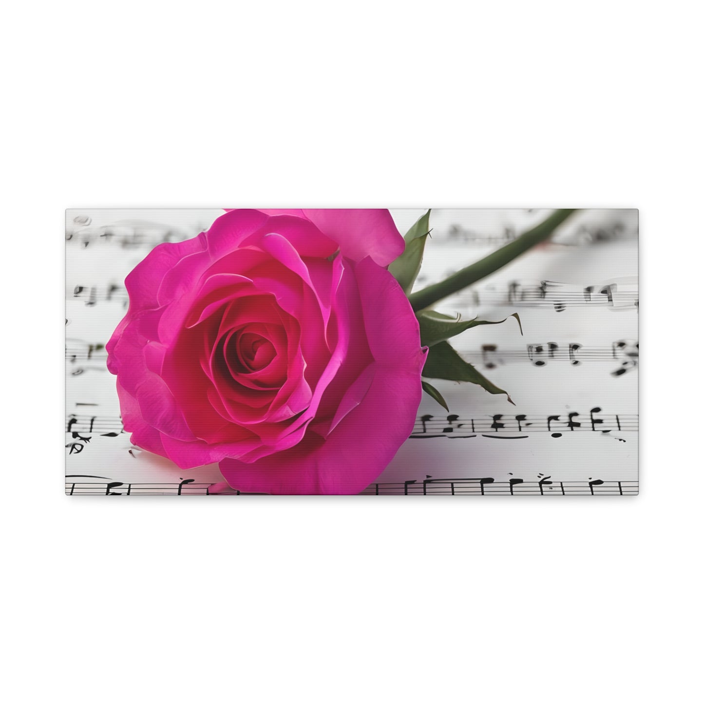 Stretched Canvas Art Print, Classic Rose on Sheet Music, Floral Wall Decor, Home Decoration, Gift for Music Lovers
