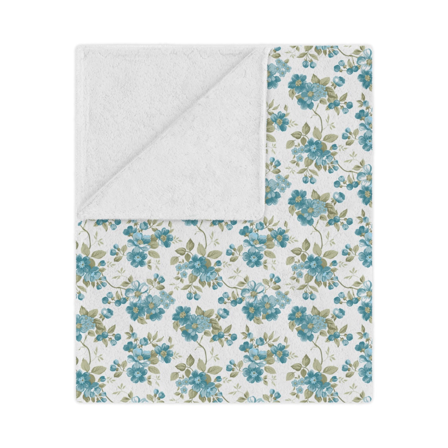 Floral Minky Blanket — Vintage Blue Rose Throw for Cozy Home, Nursery, Gift