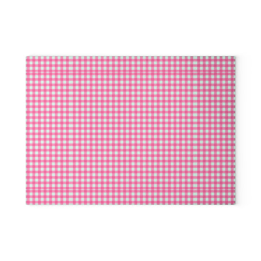 Pink Gingham Glass Cutting Board, Kitchen Decor, Cooking Gift, Housewarming Present, Farmhouse Style, Wedding Gift, Home Cook Essentials