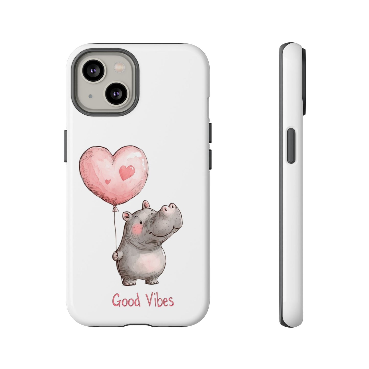 Cute Hippo Phone Case - Good Vibes Design, Animal Lover Gift, Fun Accessory, Birthday Present, Phone Accessories