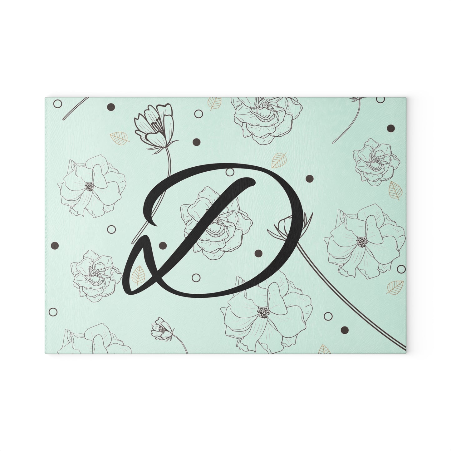 Personalized Floral Glass Cutting Board, Custom Kitchen Decor, Monogrammed Gift, Wedding Gift, Cooking Accessories, Housewarming