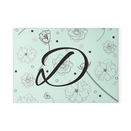 Personalized Floral Glass Cutting Board, Custom Kitchen Decor, Monogrammed Gift, Wedding Gift, Cooking Accessories, Housewarming