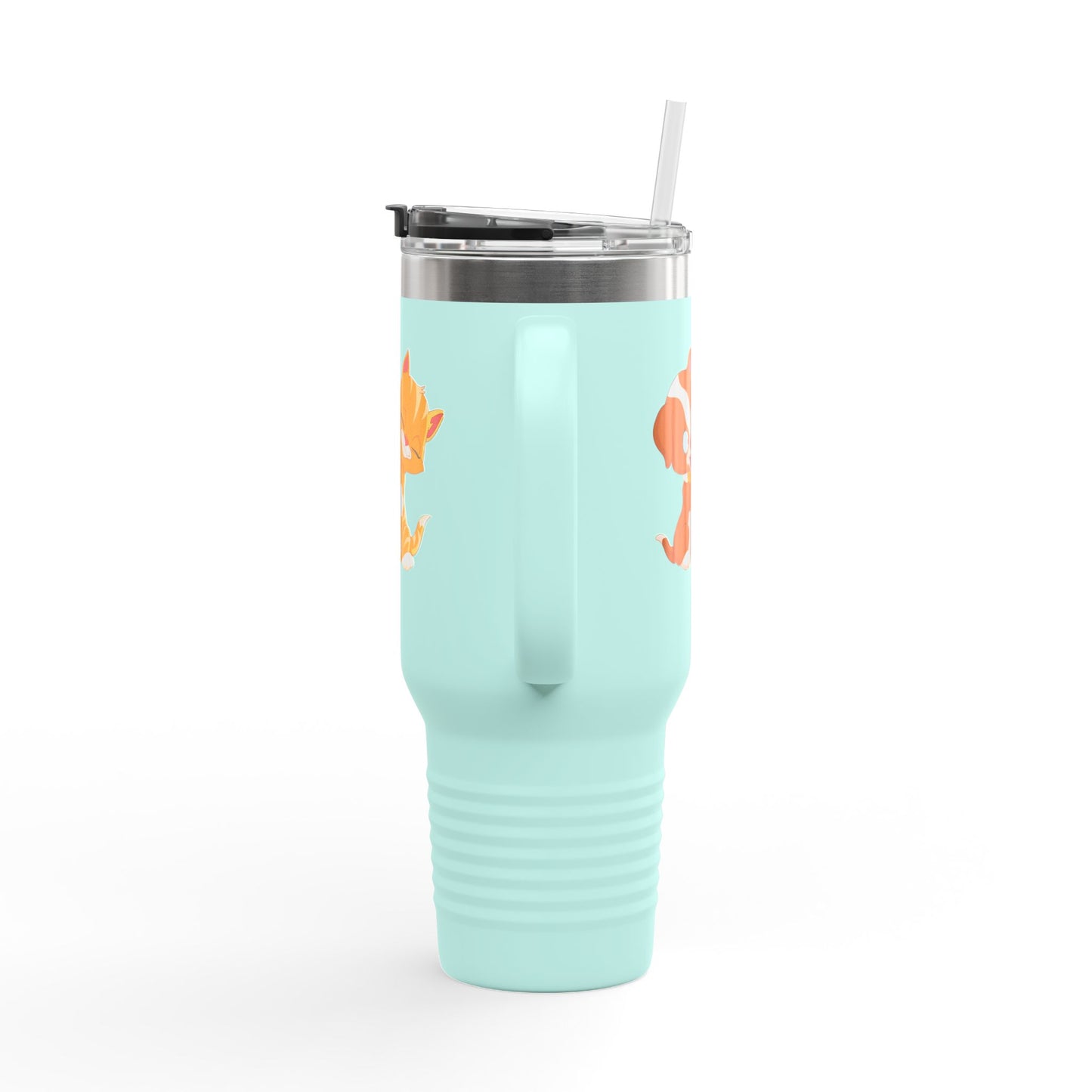 Whimsical Pet Love Insulated Travel Mug, Cute Animal Travel Mug, 40oz Coffee Cup, Dog Cat Drinkware, Funny Gift for Pet Lovers