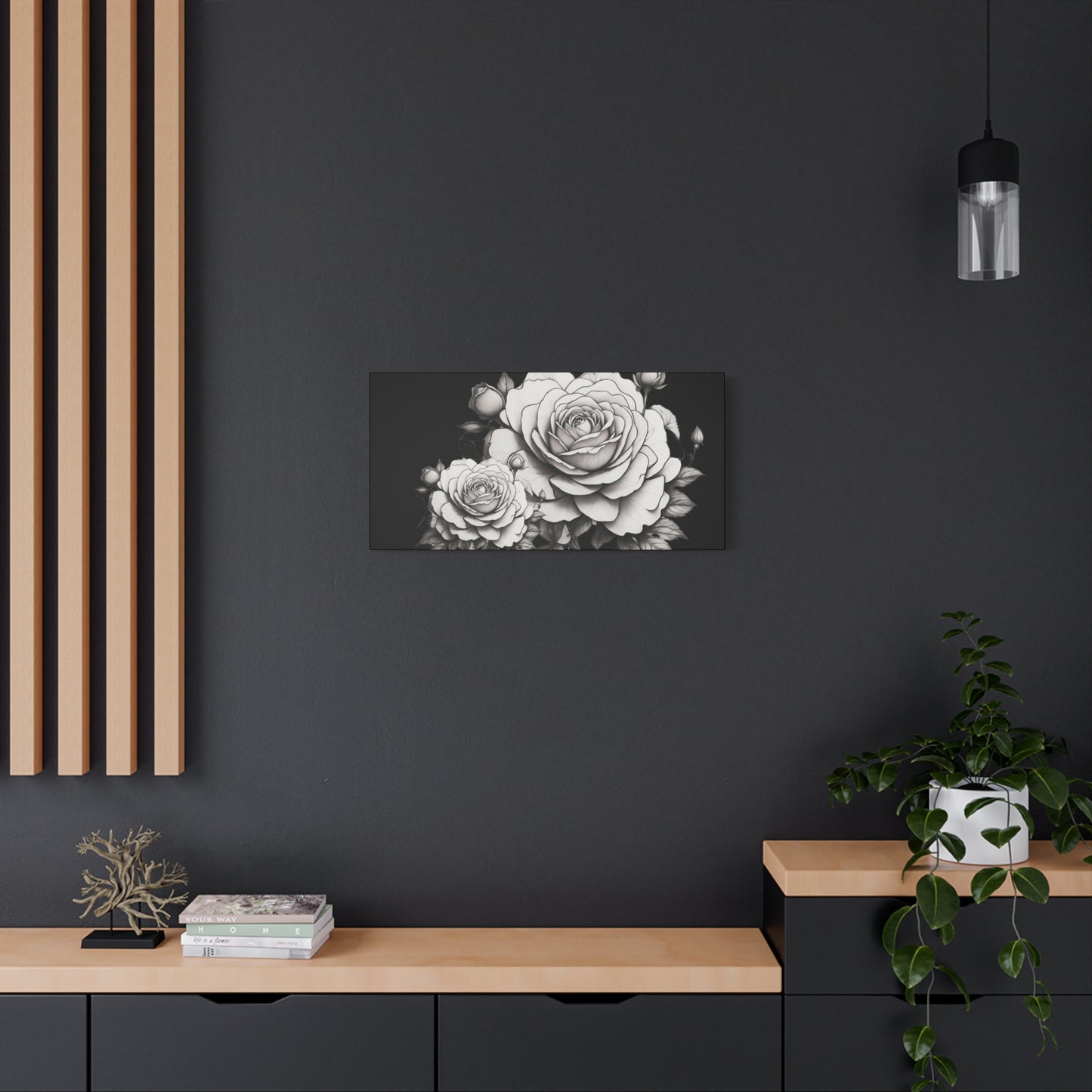 Monochrome Rose Canvas Print — Black & White Floral Wall Art