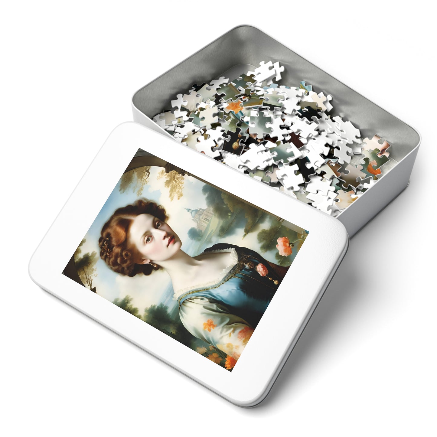 Vintage Art Jigsaw Puzzle with Tin, Classic Artwork, Engaging Family Activity, Collectible Gaming Puzzle, Unique Gift Idea, Relaxing Hobby