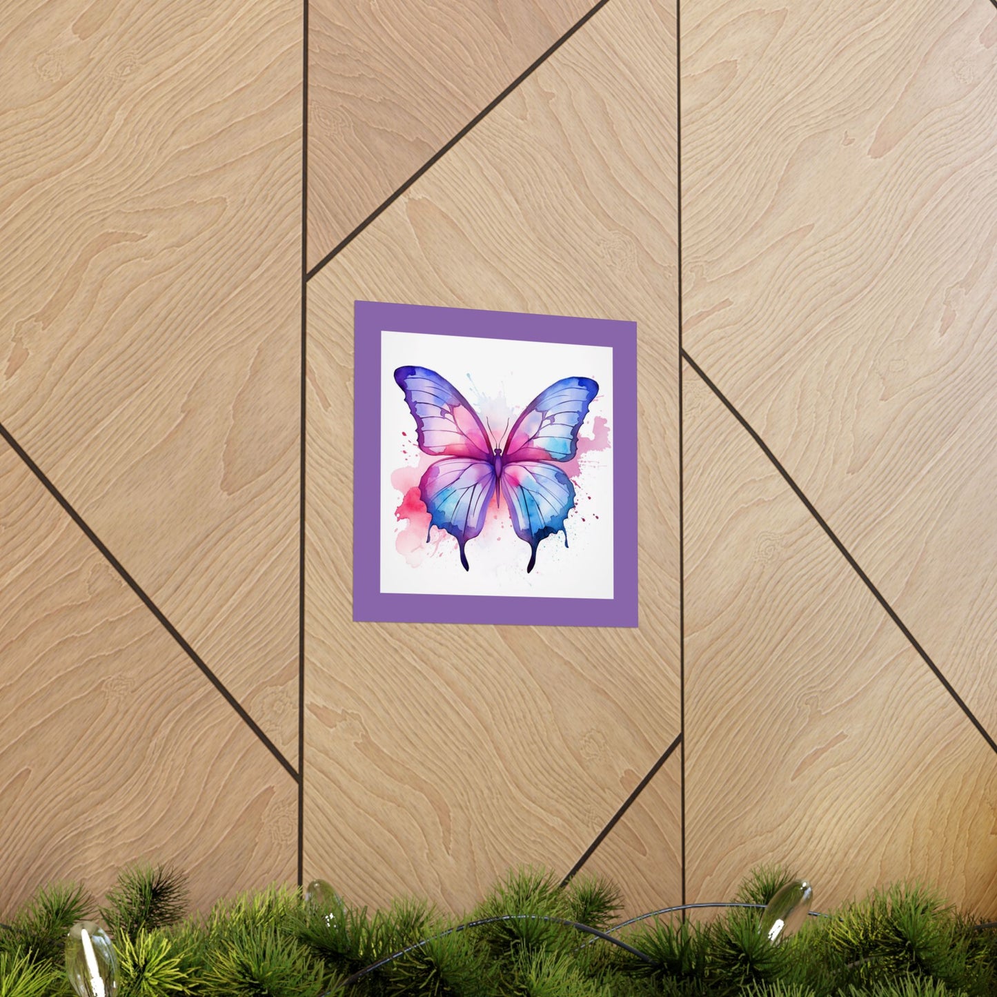 Butterfly Watercolor Matte Poster — Purple Vertical Art Print