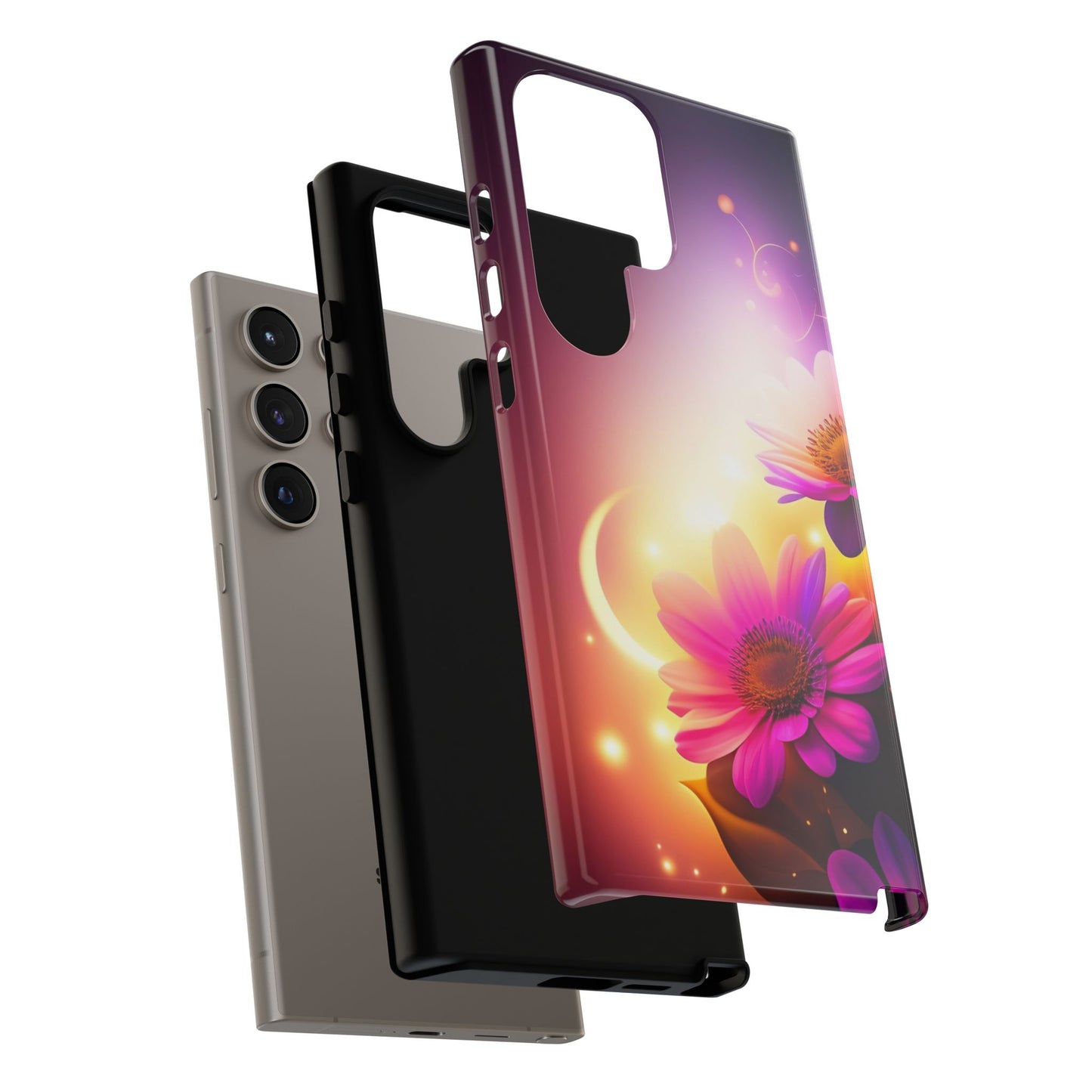 Floral Moonlight Phone Case – Purple Daisy Protective Cover