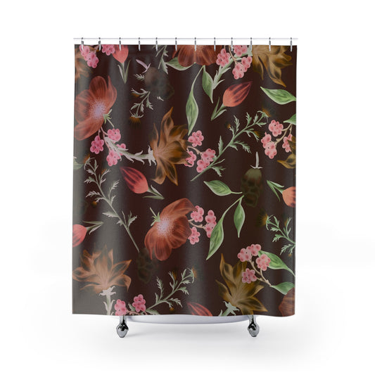 Bohemian Floral Shower Curtain, Elegant Bathroom Decor, Vintage Inspired, Home Design, Gift for Her, Boho Chic Style