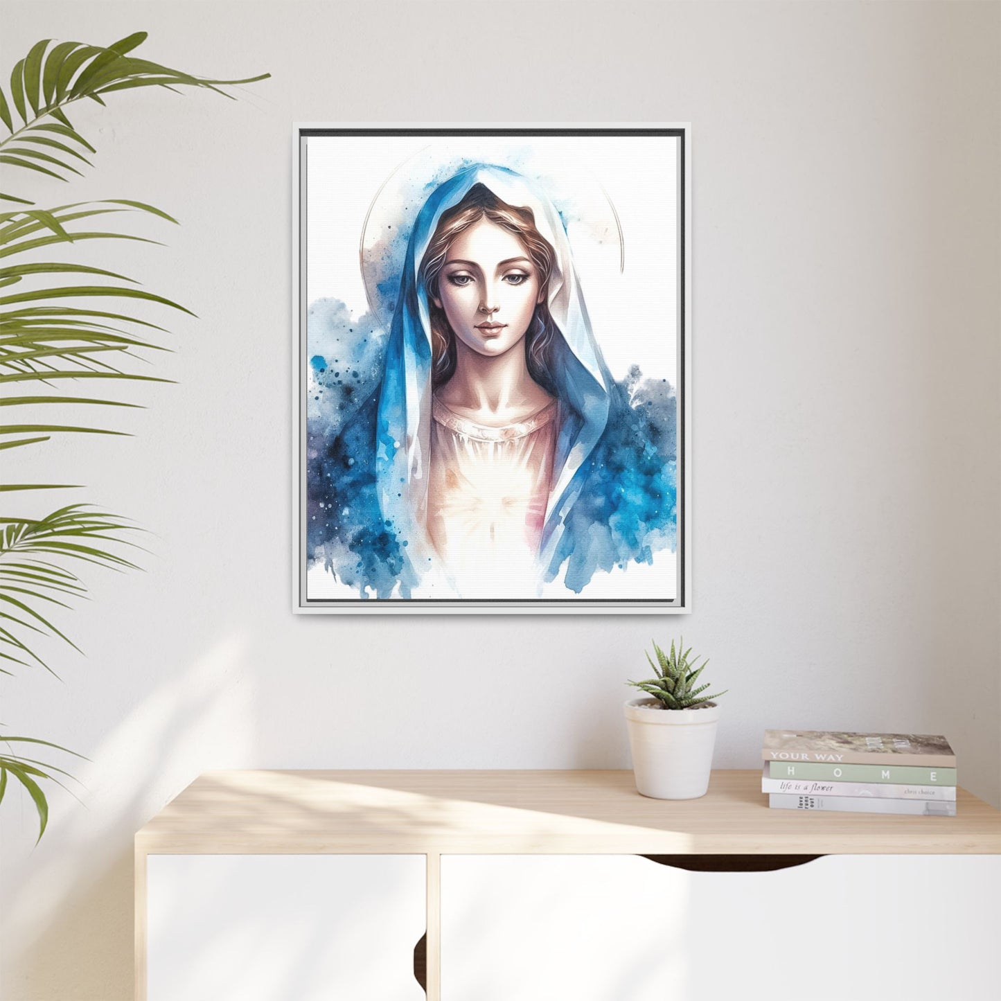 Framed Canvas Art Print, Spiritual Decor, Religious Artwork, Wall Decor, Gift for Faith, Elegant Home Decoration