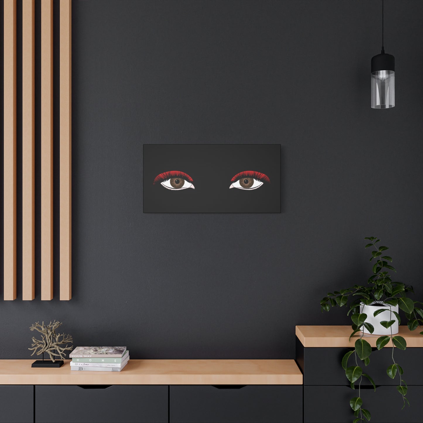 Red Lashes Wall Art Canvas — Glam Eyes Makeup Decor