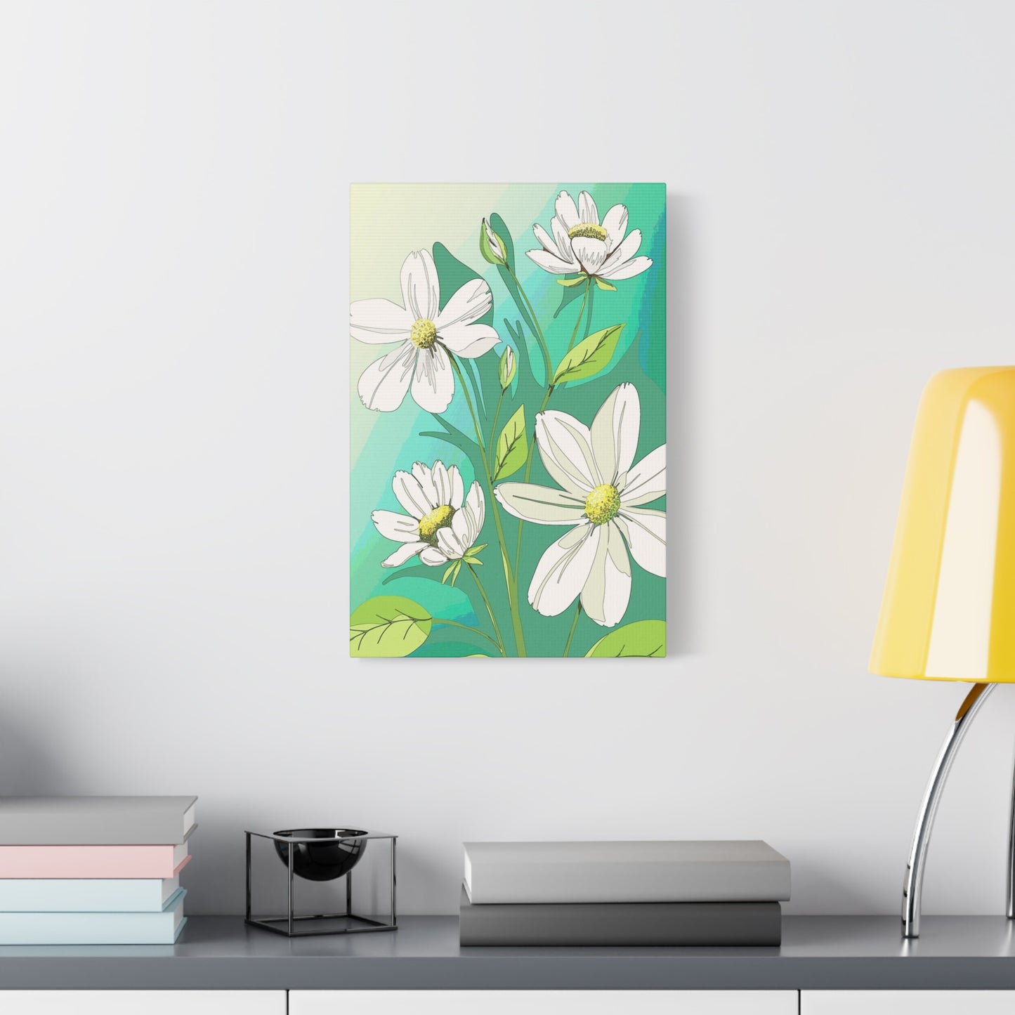 Matte Canvas, Stretched, 1.25" White Flowers