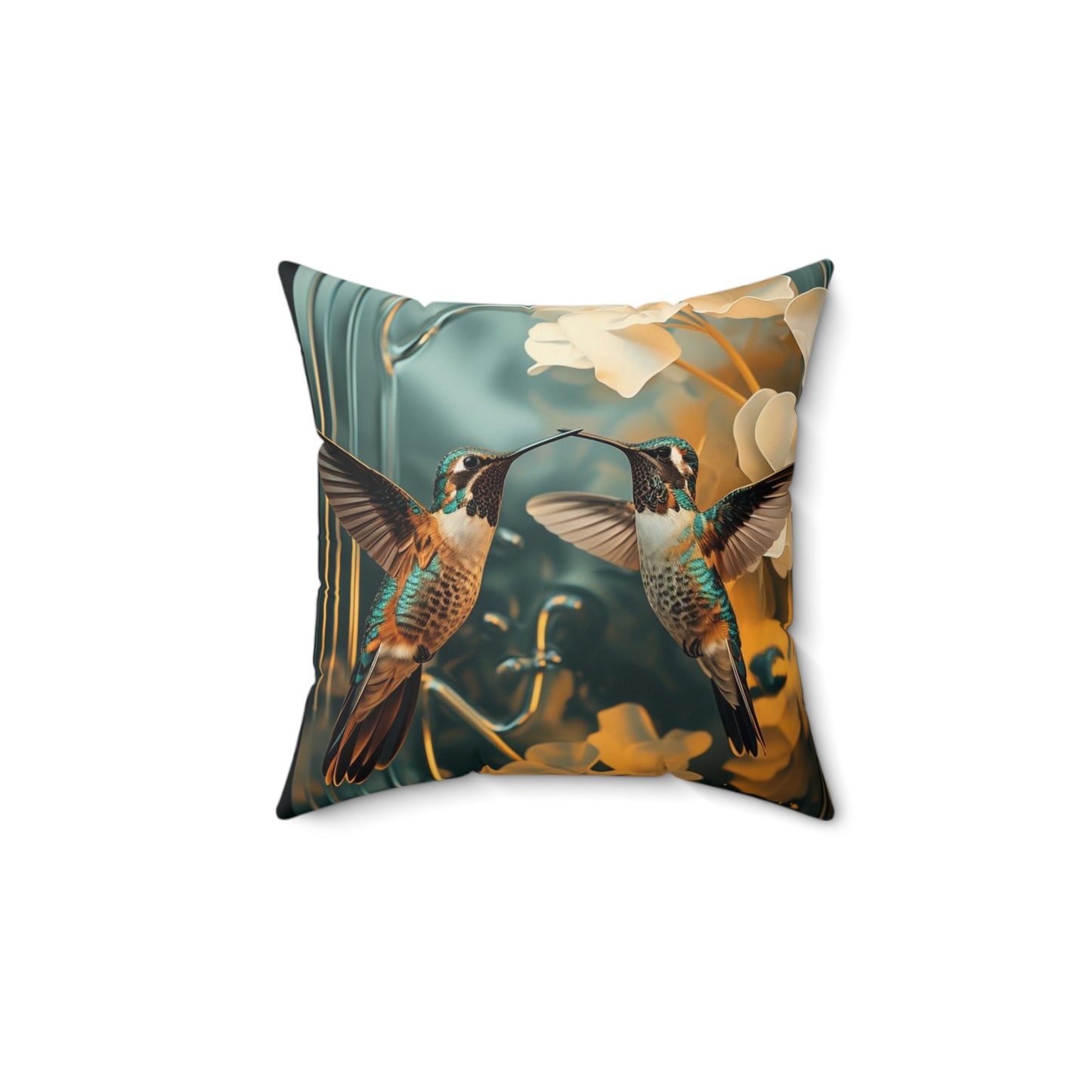 Hummingbird Garden Pillow — Decorative Square Throw Pillow