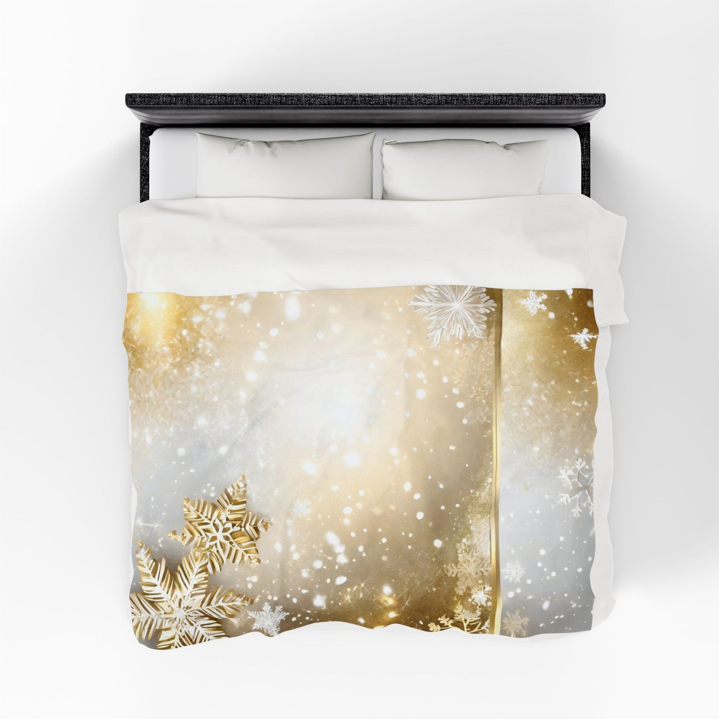 Gold Snowflake Velveteen Plush Blanket — Holiday Cozy Throw