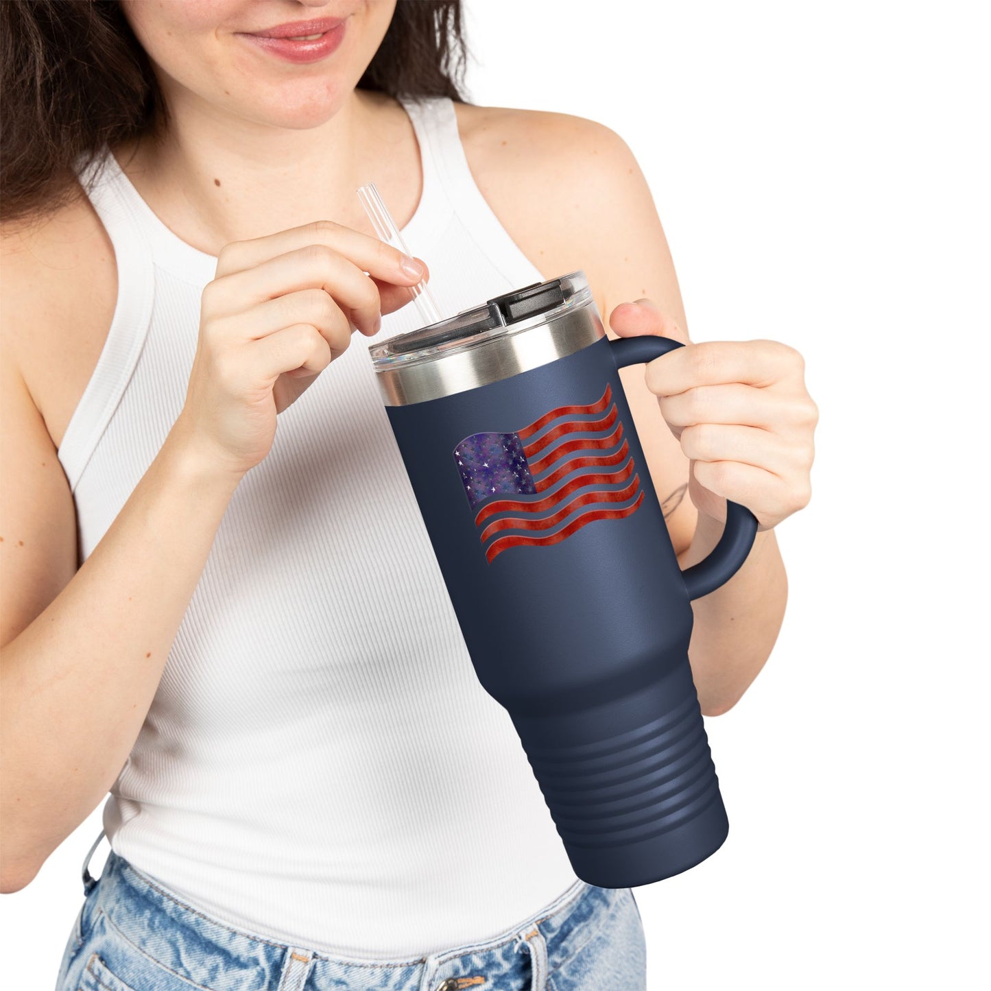Insulated Travel Mug, 40oz - American Flag