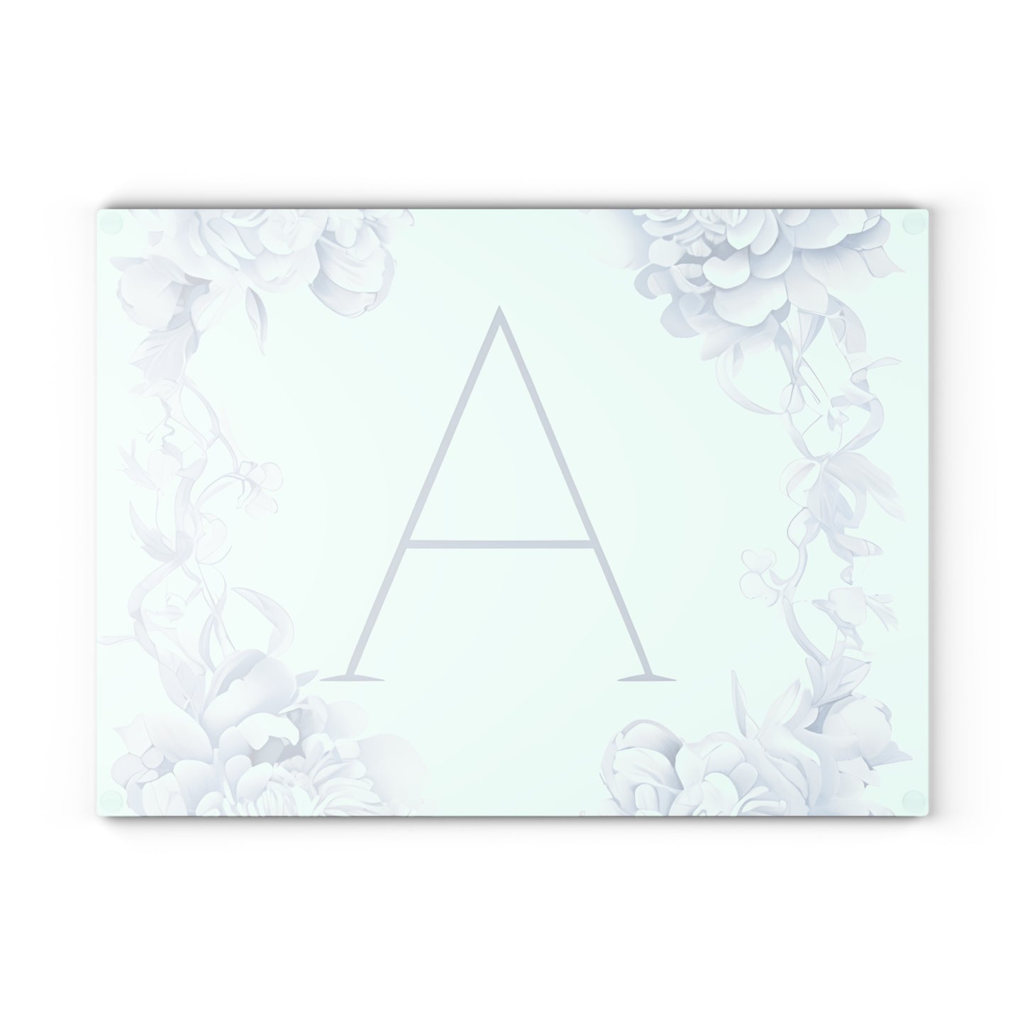 Personalized Floral Monogram Glass Cutting Board, Kitchen Decor, Gift for Her, Wedding Gift, Housewarming Gift, Custom Cutting Board
