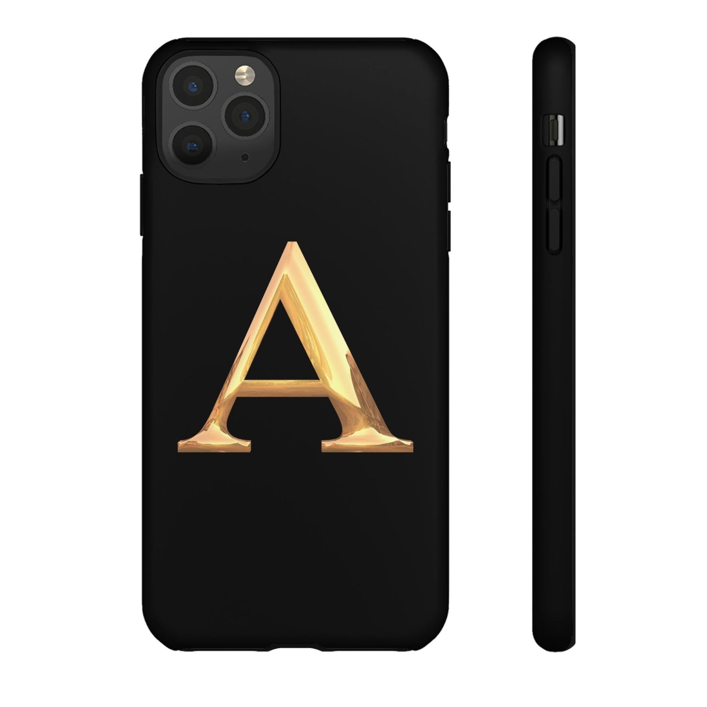 Custom Phone Case with Gold Letter A, Monogrammed Gift, Tough Protective Case, Personalized Phone Accessory, Unique Phone Cover
