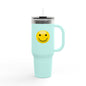 Smiley Face Insulated Travel Mug | 40oz Large Cup for Hot/Cold Beverages | Perfect for Travel & Gifting