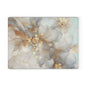 Glass Cutting Board - Elegant Gold & Mint Abstract Floral Tempered Glass Chopping Board