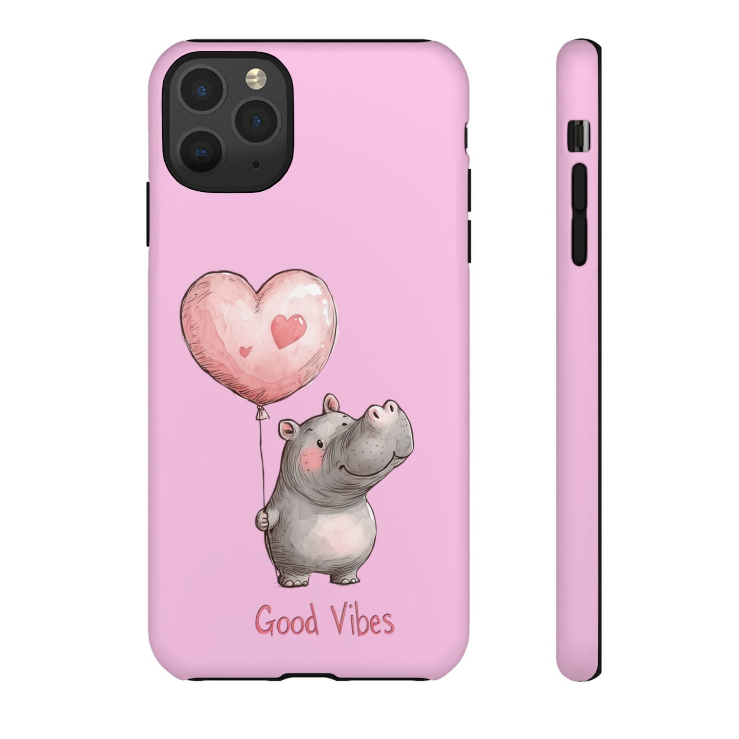 Cute Hippo Phone Case | Good Vibes, Gift for Friends, Cute Phone Accessories, Animal Lover Gift, Happy Phone Cover