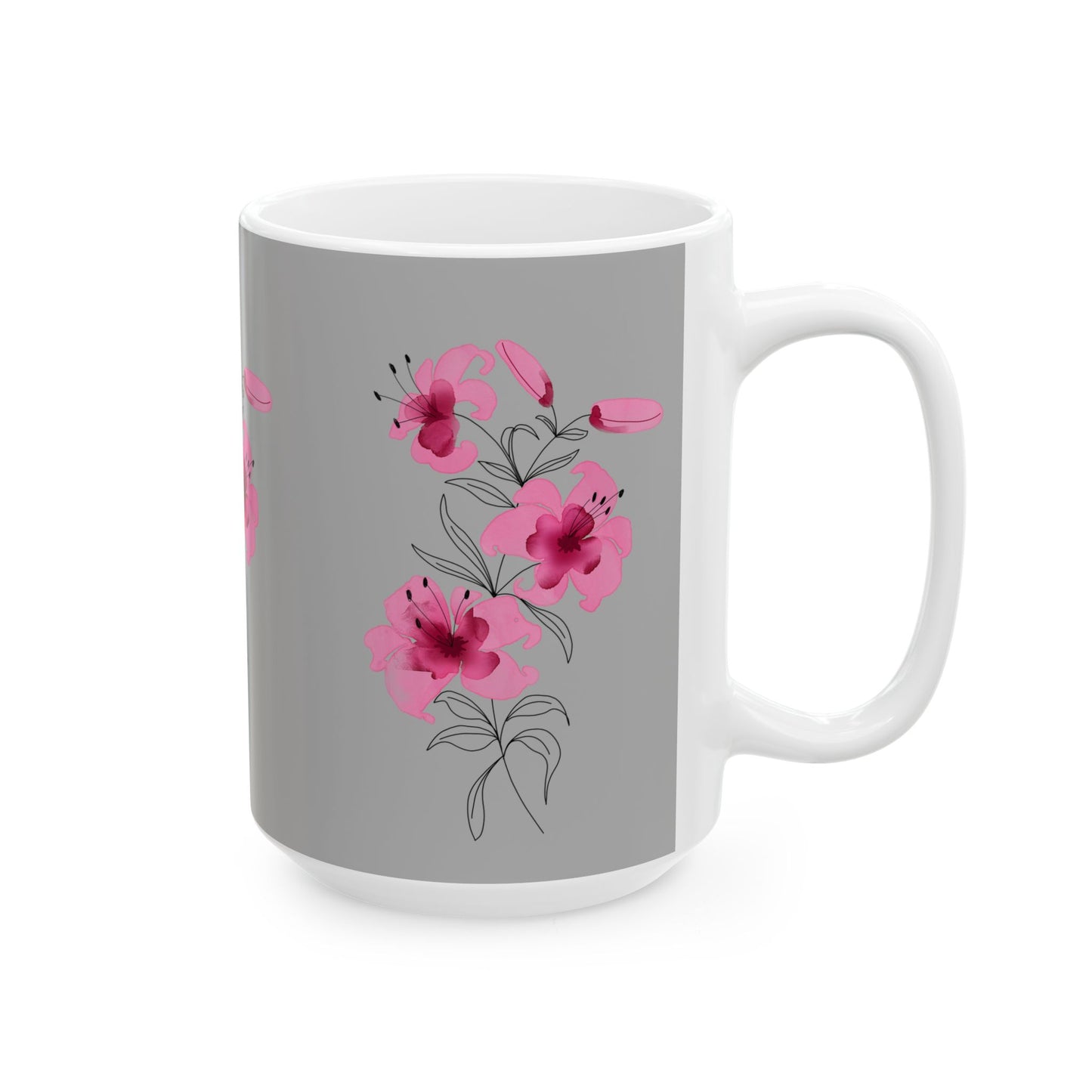 Floral Ceramic Mug - 11oz & 15oz, Cute Gift for Her, Coffee Tea Cup, Floral Decor, Home Office Accessory, Birthday, Mother's Day