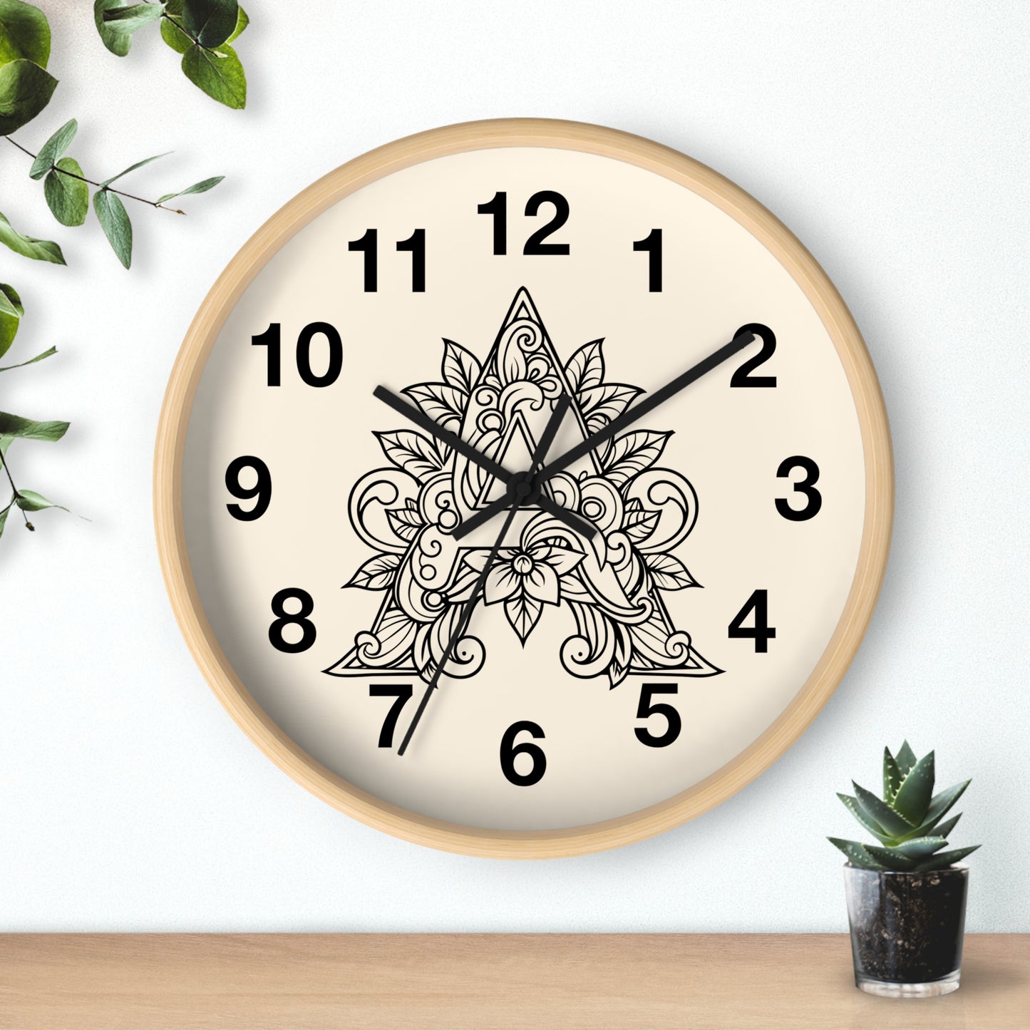 Boho Floral Wall Clock, Home Decor, Gift for Her, Bohemian Style, Living Room Wall Art, Unique Timepiece, Handmade Clock