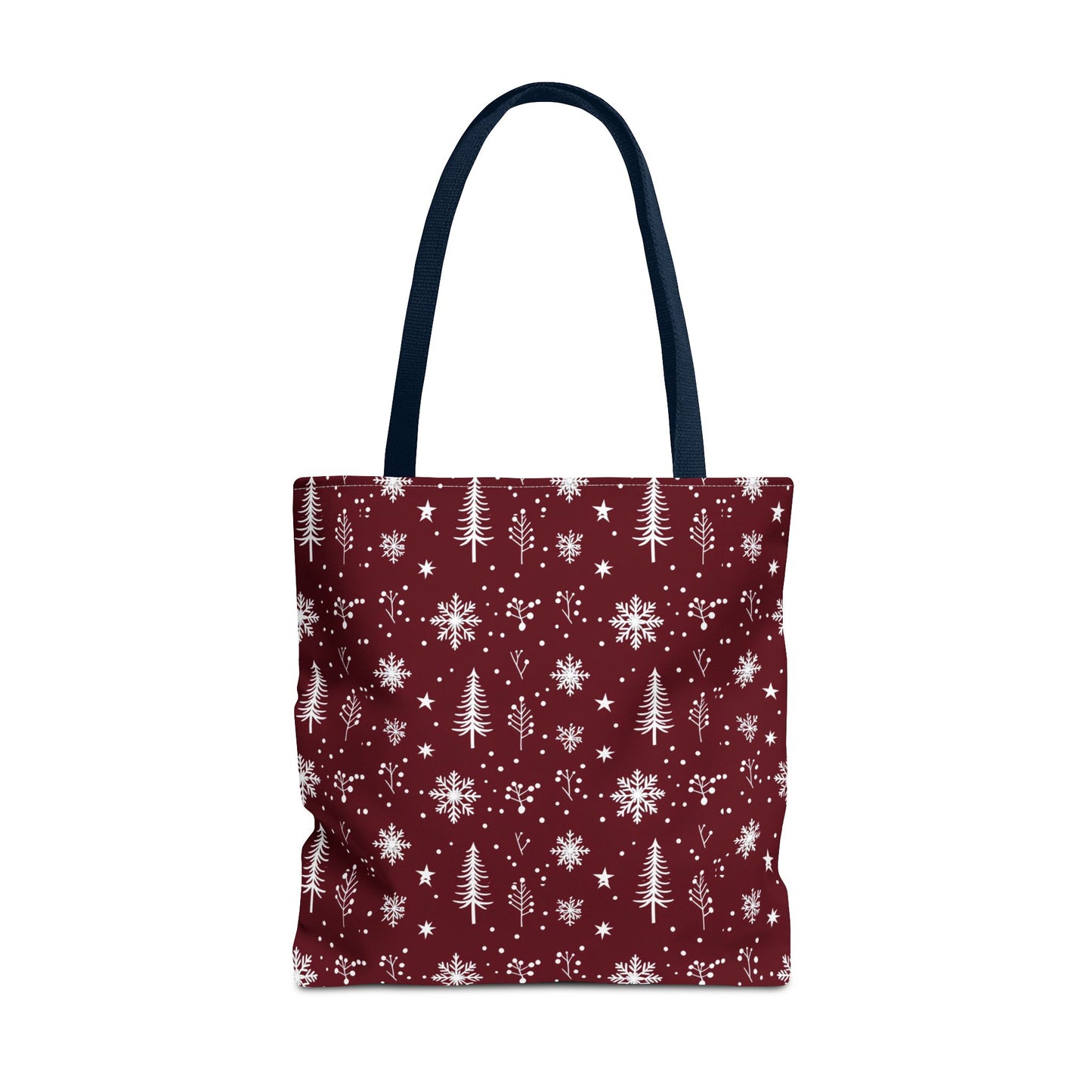 Christmas Snowflake Tote Bag – Burgundy Holiday Patterned Carryall