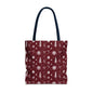 Christmas Snowflake Tote Bag – Burgundy Holiday Patterned Carryall