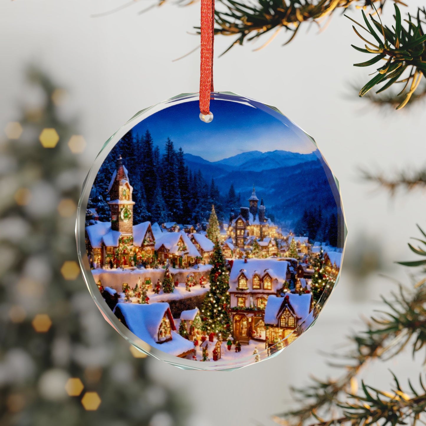 Crystal Heart Ornament — Snowy Christmas Village Glass Decoration