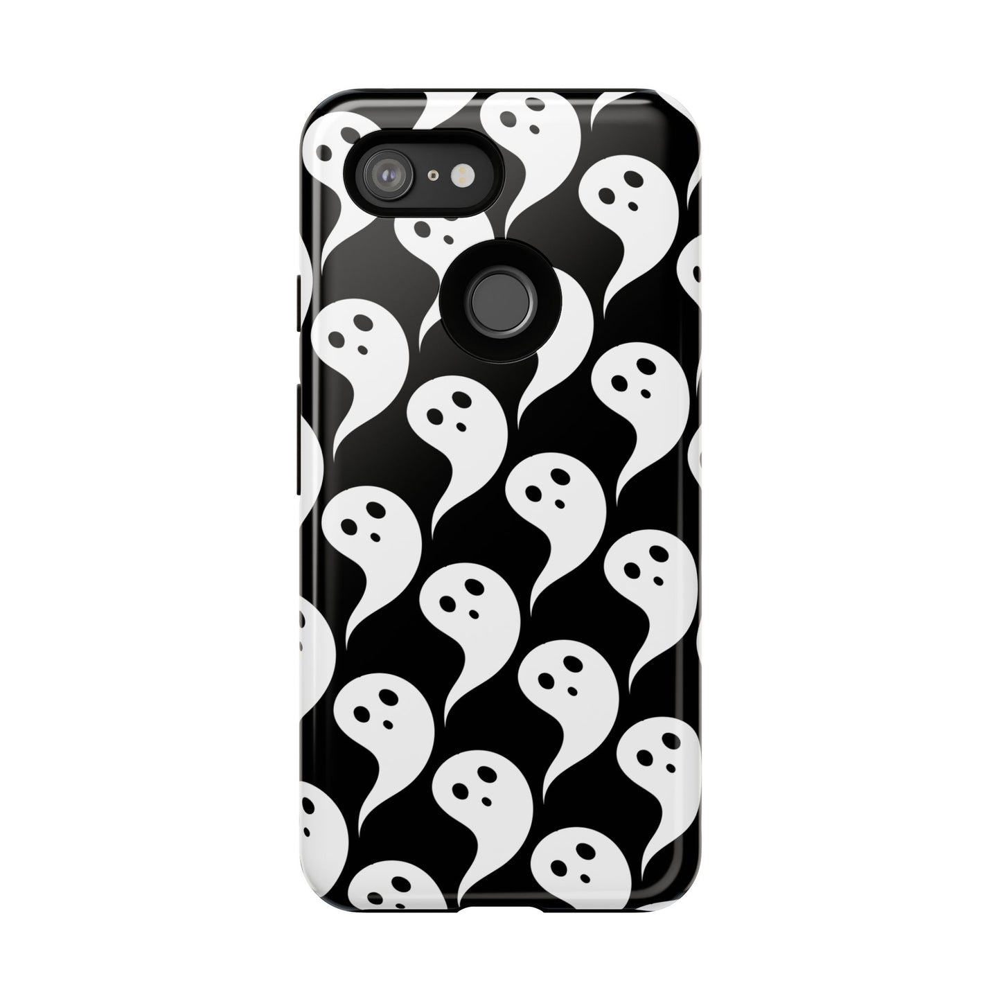 Ghost Pattern Phone Case, Cute Ghost Cell Phone Cover, Halloween Accessory, Spooky Gift, Black and White Phone Case