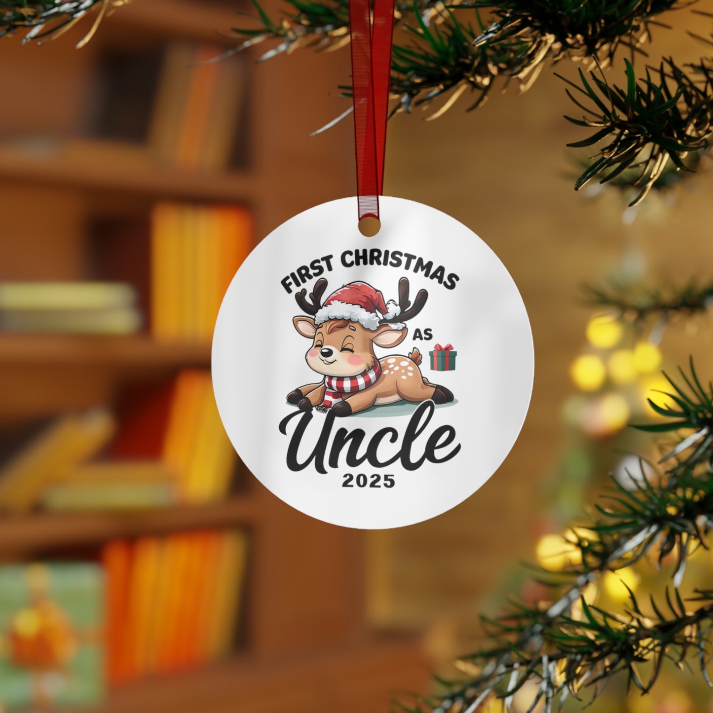 Personalized Holiday Ornaments, First Christmas as Uncle 2025, Metal Tree Decorations, Keepsake Gifts, Family Celebrations, Customized Gifts