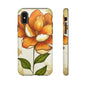 Floral Phone Case with Orange Flower Design, Tough Phone Cover, Floral Gift, Stylish Tech Accessory, Nature Lovers, Spring Vibes