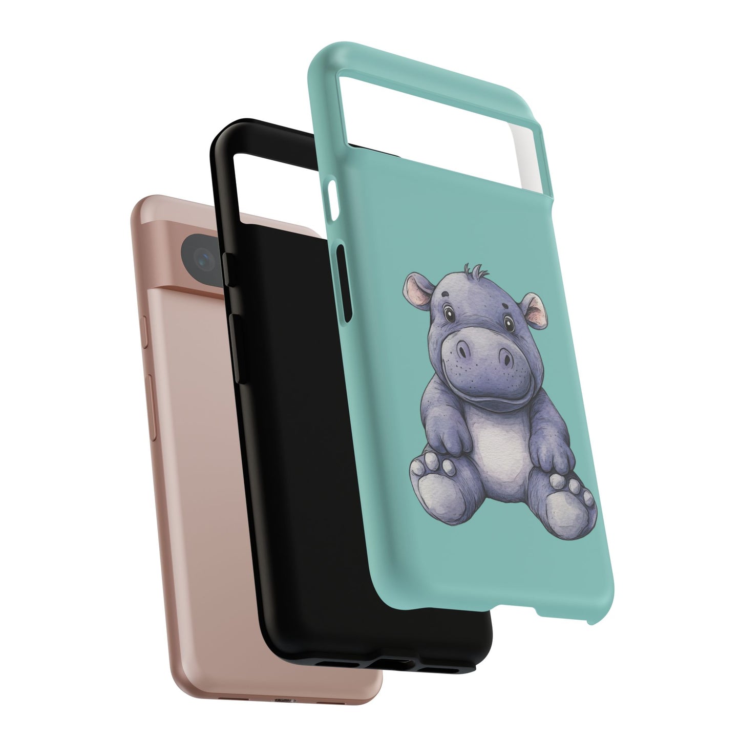 Cute Hippo Phone Case, Tough Phone Cover, Fun Animal Case, Gift for Kids, Cute Decor, Birthday Present