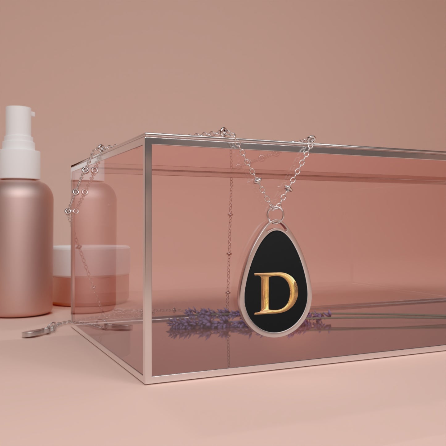 Elegant Monogrammed Oval Necklace -Letter D