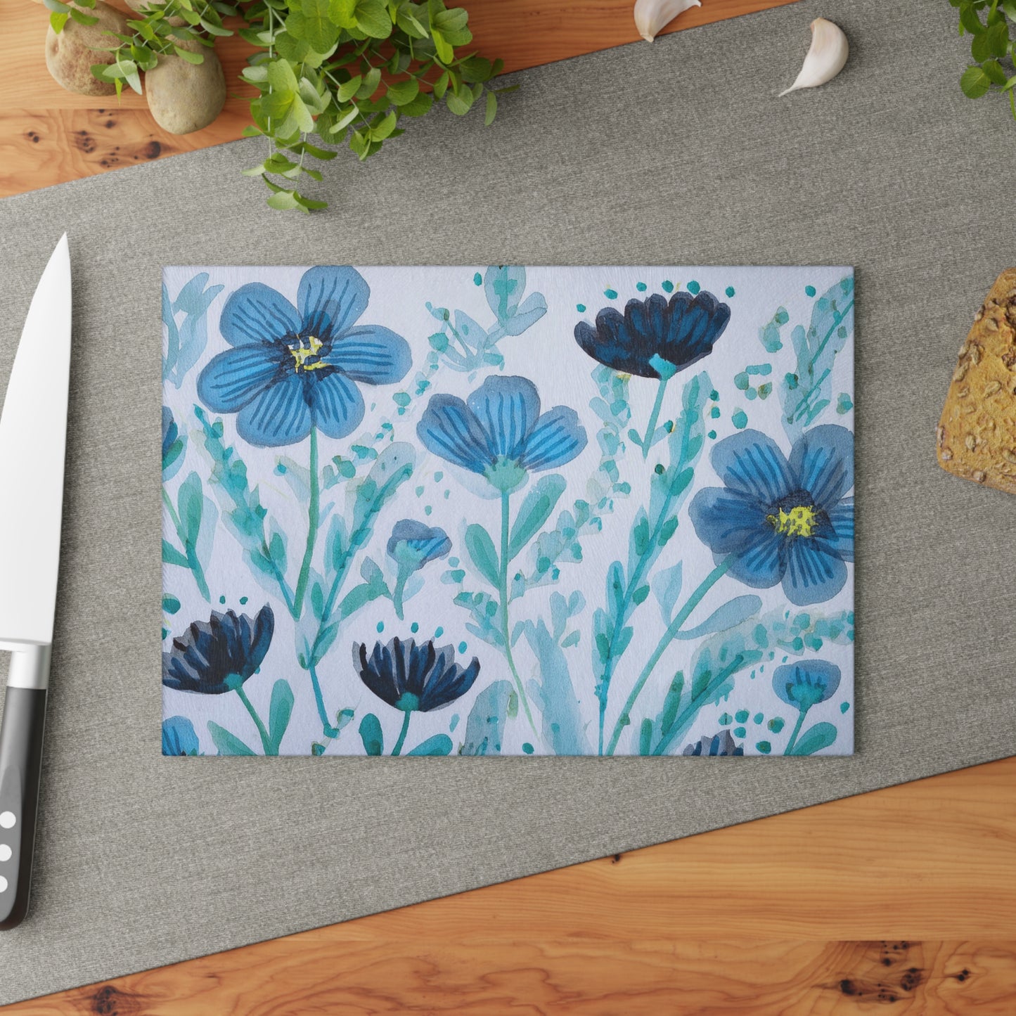 Floral Glass Cutting Board, Kitchen Decor, Housewarming Gift, Wedding Present, Unique Kitchen Accessory, Design for Home