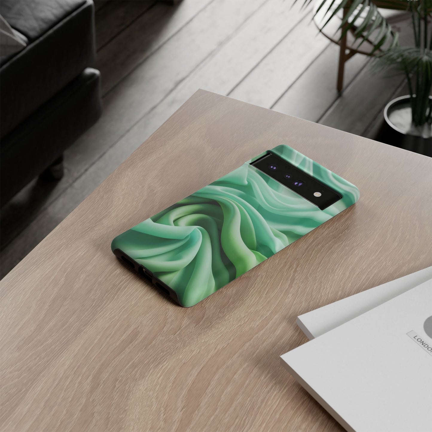 Stylish Phone Case, Tough Case, Green Abstract Design, Cell Phone Cover, Unique Gift, Trendy Accessory