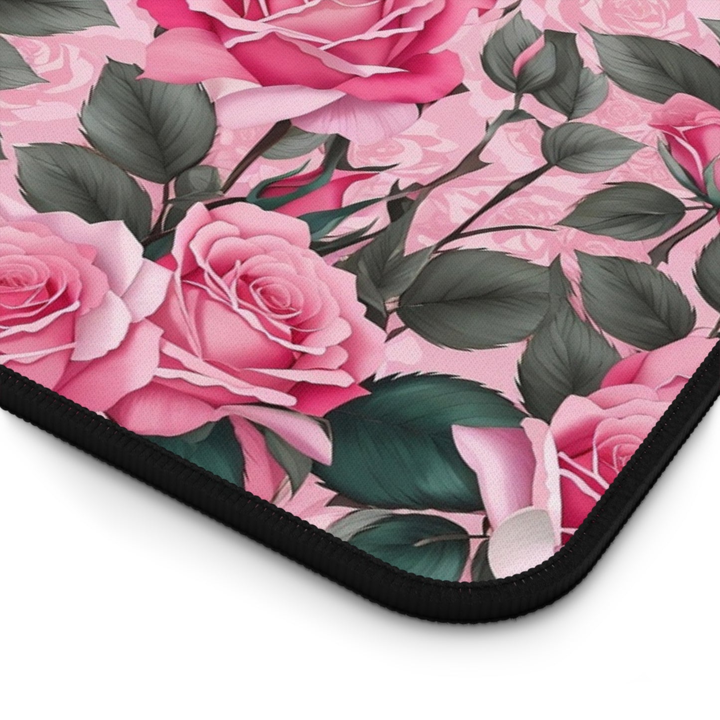 Floral Desk Mat, Elegant Workspace Decor, Gift for Her, Home Office Accessory, Mother's Day Gift, Pink Rose Design